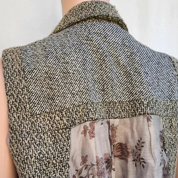 Coldwater Creek Tweed Sweater Vest Pink Floral Print Size 10 adjustable open - Picture 6 of 11